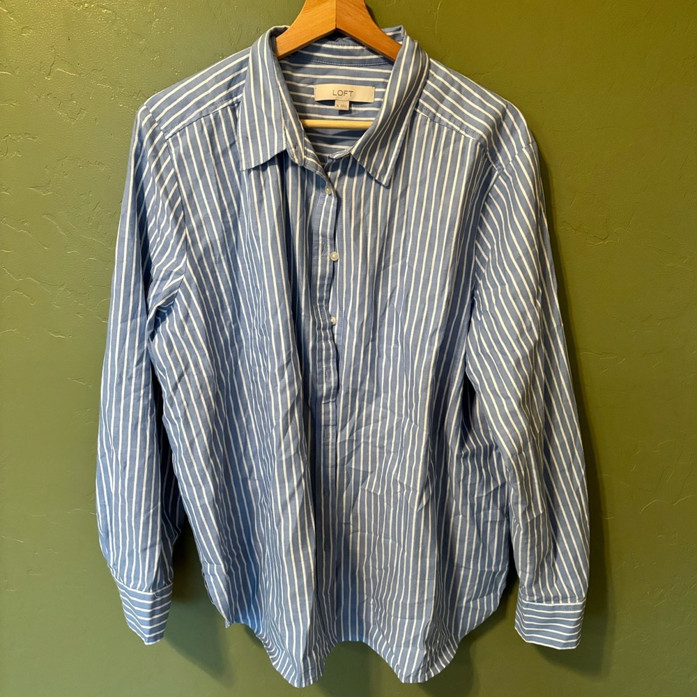 Loft Blue And White Striped Shirt